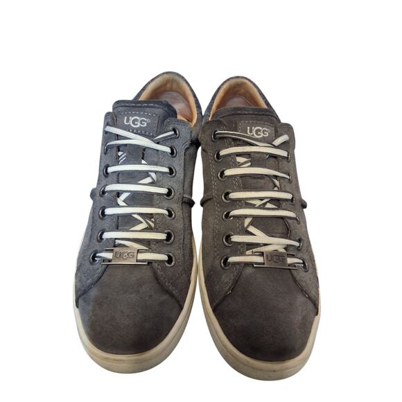 UGG Womens size 8 MILO Grungecore Academia Preppy Lace Up Gray Suede Sneakers - Picture 3 of 16